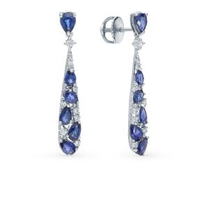 золотые серьги с сапфирами и бриллиантами