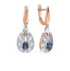 золотые серьги с сапфирами и бриллиантами