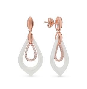 Серебряные серьги с керамикой и фианитами
