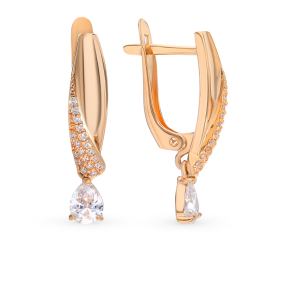 золотые серьги с фианитами