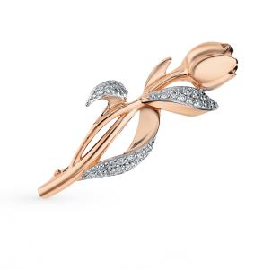 золотая брошь с фианитами