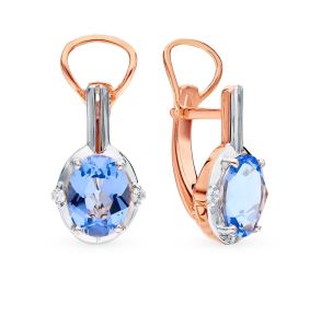 золотые серьги с топазами и фианитами