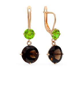 золотые серьги с султанитами и раухтопазами