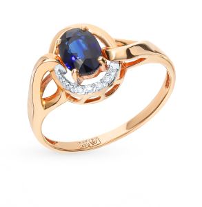 золотое кольцо с сапфирами и бриллиантами
