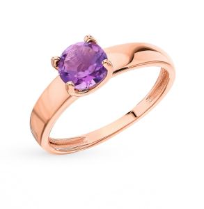 золотое кольцо с аметистом