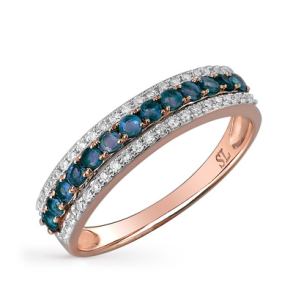 золотое кольцо с сапфирами и бриллиантами