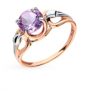 золотое кольцо с аметистом