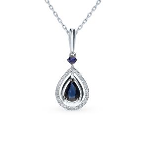 золотая подвеска с сапфирами и бриллиантами