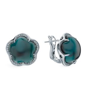 серебряные серьги с алпанитом и фианитами