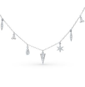 серебряное шейное украшение с фианитами