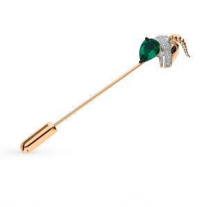 Золотая брошь с бриллиантами и изумрудом «Телец»