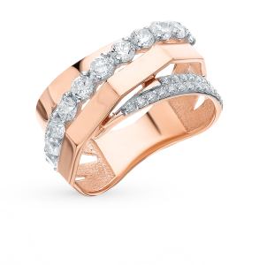 золотое кольцо с фианитами