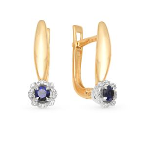 золотые серьги с сапфирами и бриллиантами