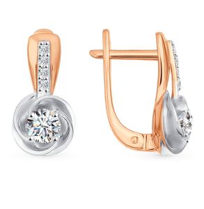золотые серьги с фианитами SOKOLOV 026885*