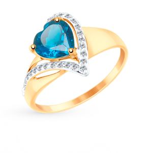 золотое кольцо с топазами и фианитами SOKOLOV 715040*