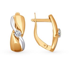 золотые серьги с фианитами SOKOLOV 026659*