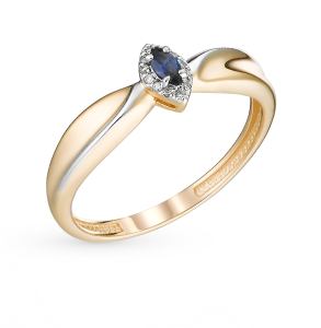 золотое кольцо с сапфирами и бриллиантами