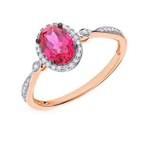 золотое кольцо с рубинами и бриллиантами