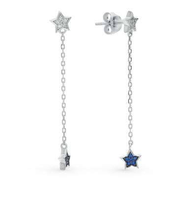 Серебряные серьги со шпинелью и фианитами