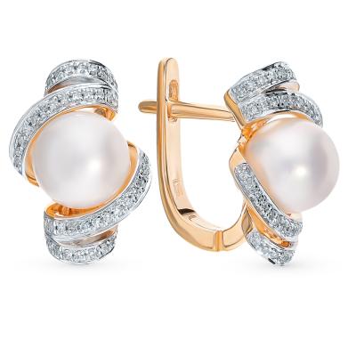 Золотые серьги с жемчугом и бриллиантами