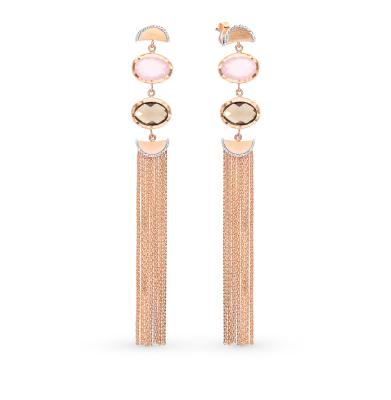 Золотые серьги с раухтопазами и кварцем