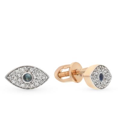 Золотые серьги с сапфирами и бриллиантами