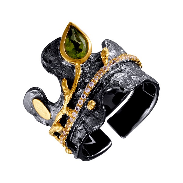 Серебряное кольцо с топазами и перидотами в Самаре