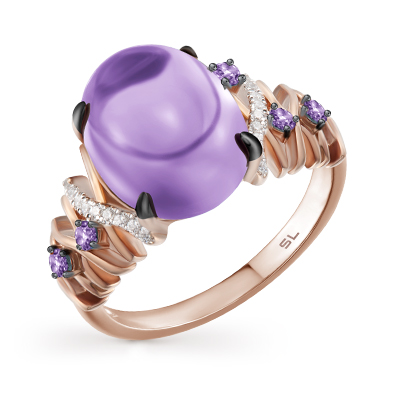 Фото «Золотое кольцо с аметистом и бриллиантами»