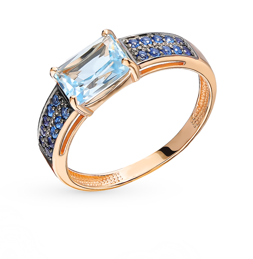 Золотое кольцо с фианитами и топазами в Самаре