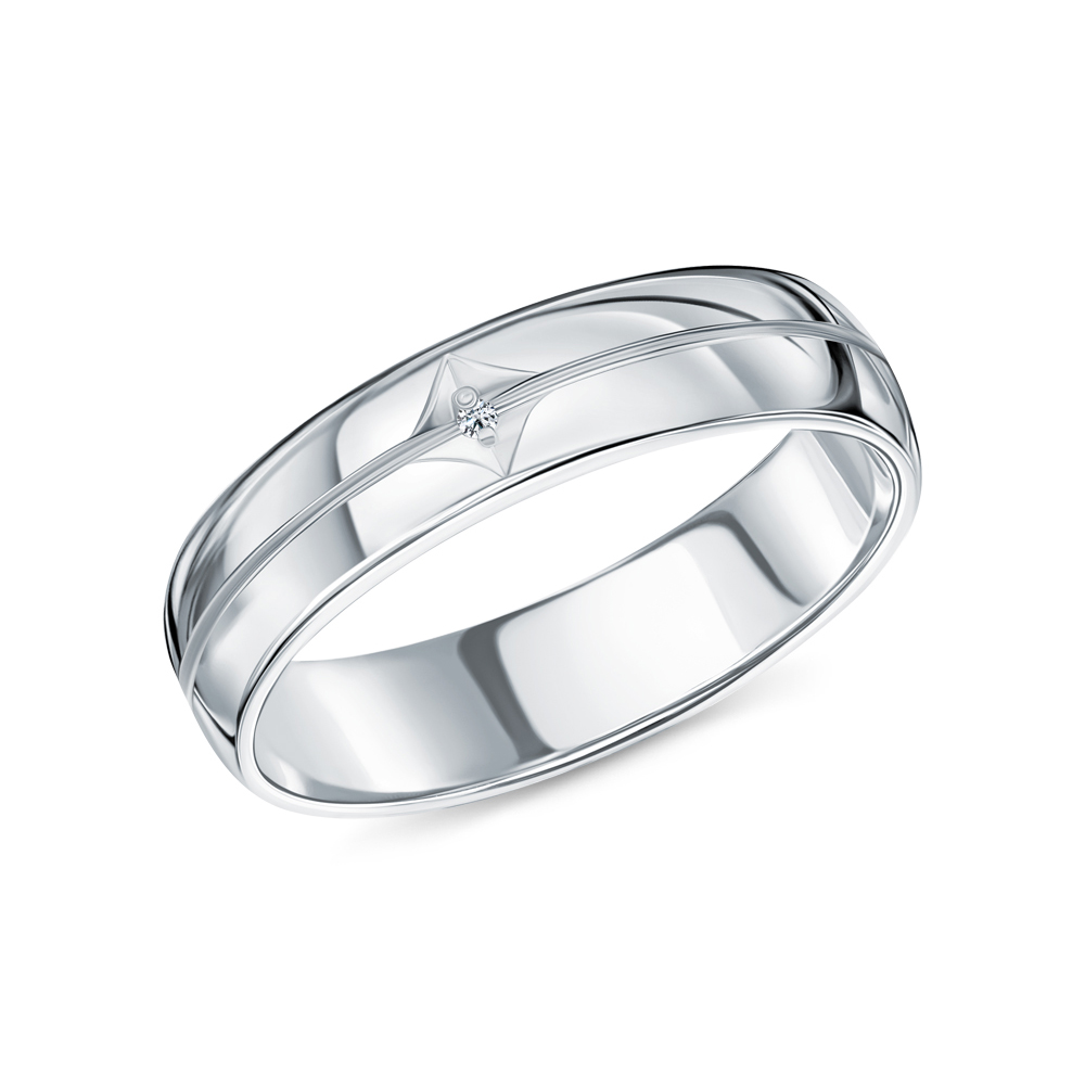 Серебряное обручальное кольцо с бриллиантами в Краснодаре