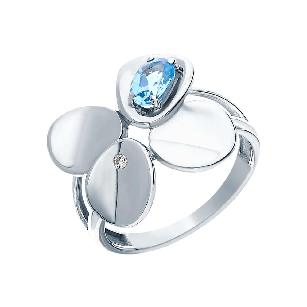 Фото «Серебряное кольцо с фианитами и топазами»