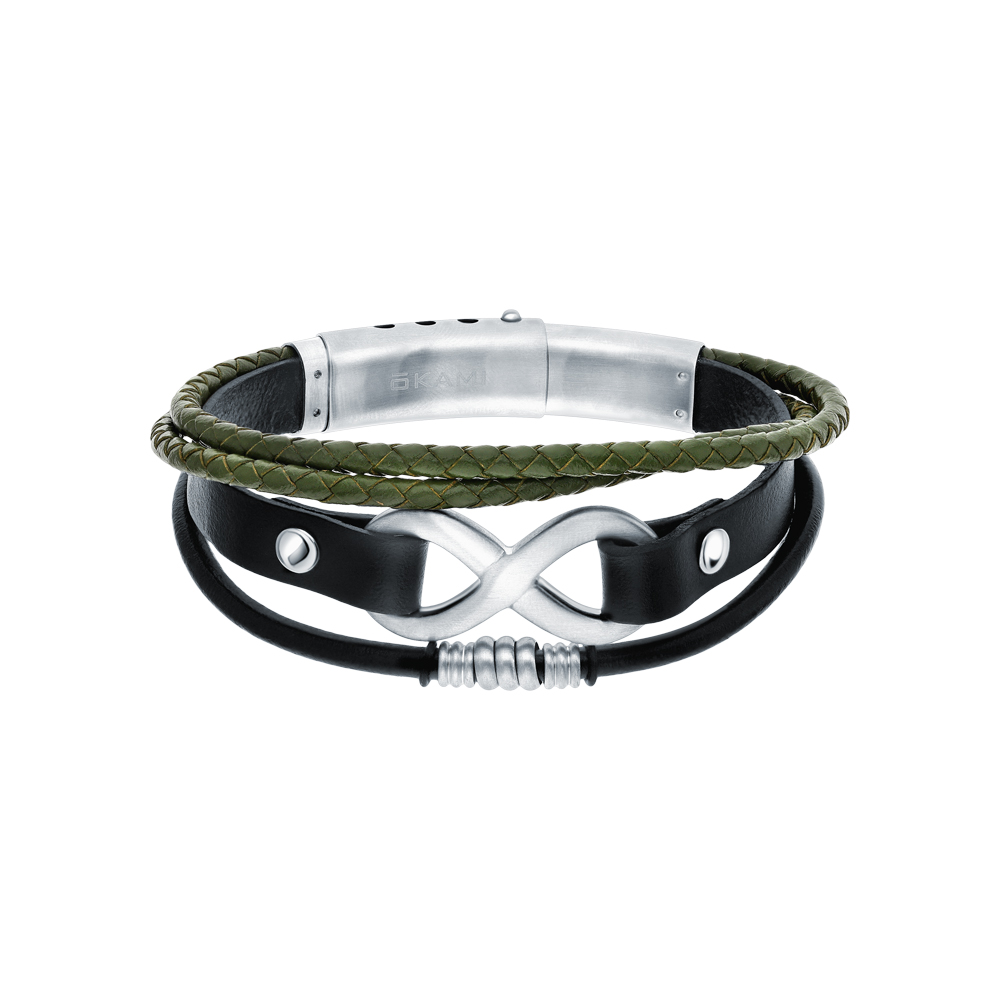 Кожаный браслет со сталью OKAMI K14BLH-1SS-L: нить и кожа, сталь — купить винтернет-магазине SUNLIGHT, фото, артикул 75343