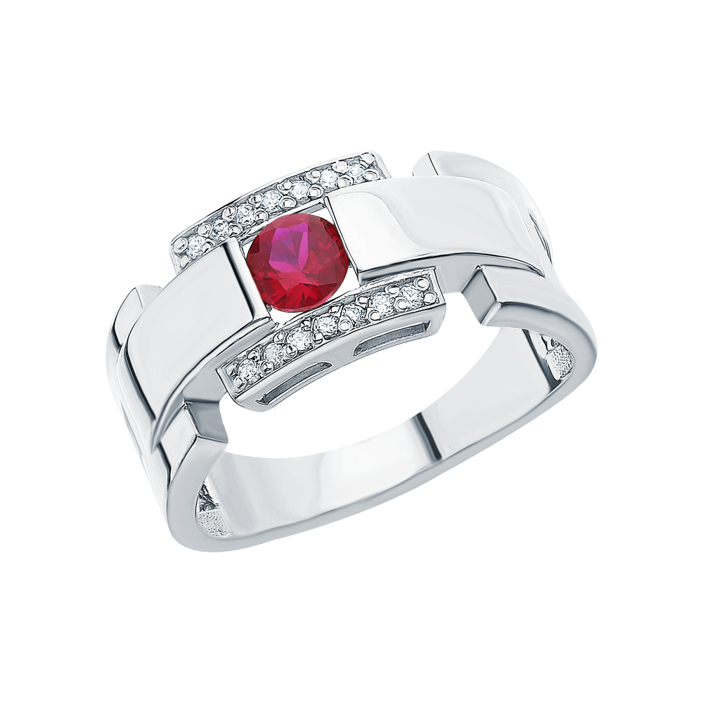 Серебряное кольцо с фианитами и рубинами в Самаре