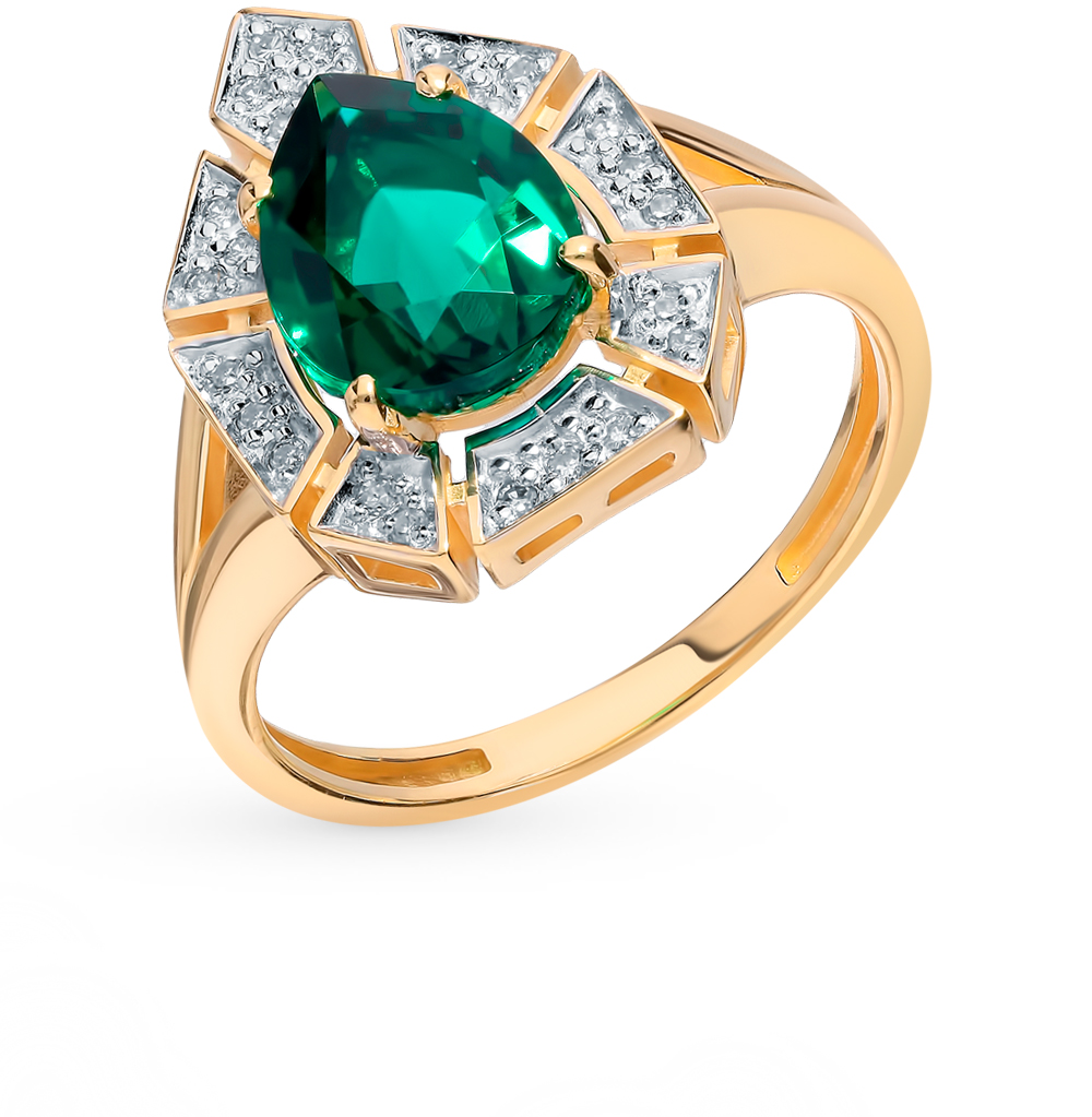 Золотое кольцо с бриллиантами и изумрудом в Новосибирске