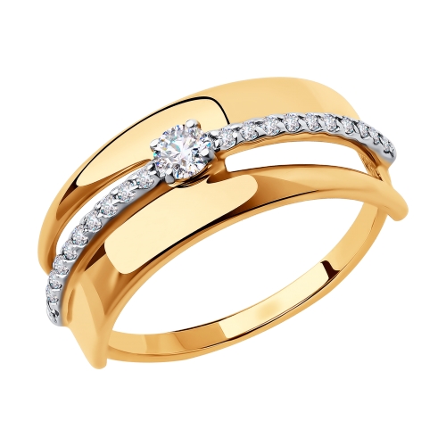Золотое кольцо с фианитами SOKOLOV 018452 в Новосибирске