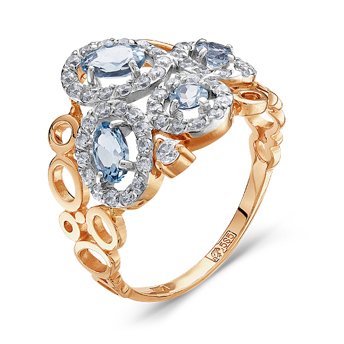 Фото «Золотое кольцо с фианитами и топазами»