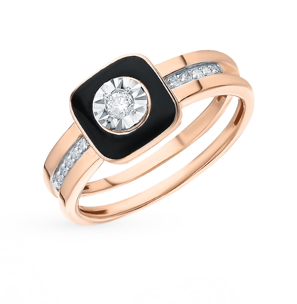Золотое кольцо с эмалью и бриллиантами в Екатеринбурге