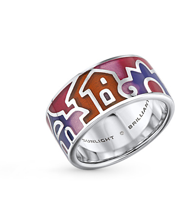 Серебряное кольцо с эмалью и бриллиантами в Санкт-Петербурге