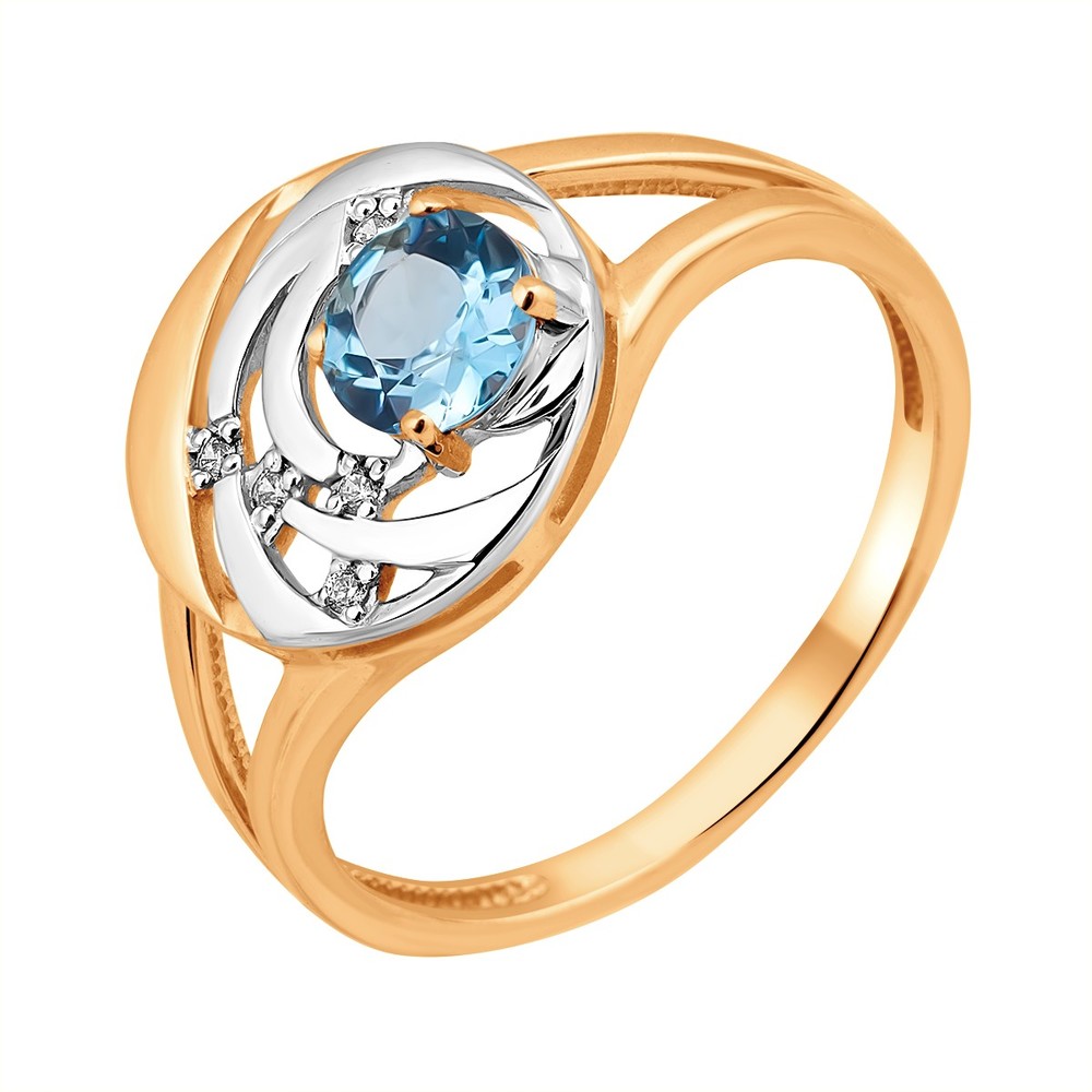 Золотое кольцо с фианитами и топазами в Ростовe-на-Дону