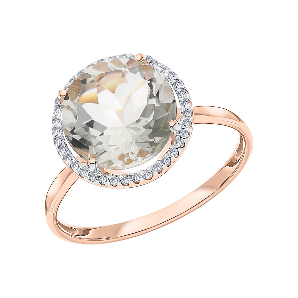 Золотое кольцо с празиолитом и бриллиантами в Самаре