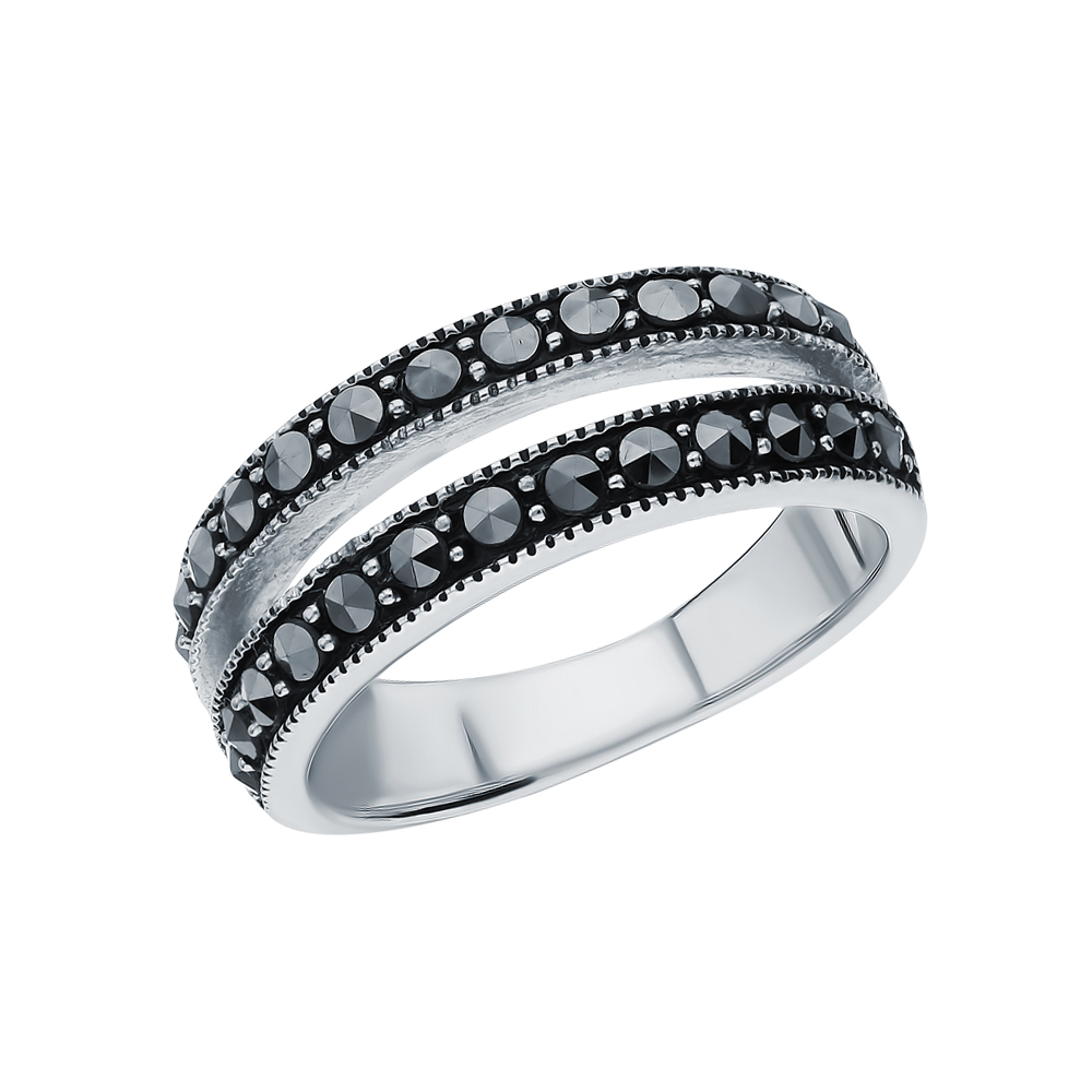 Серебряное кольцо с марказитами в Краснодаре