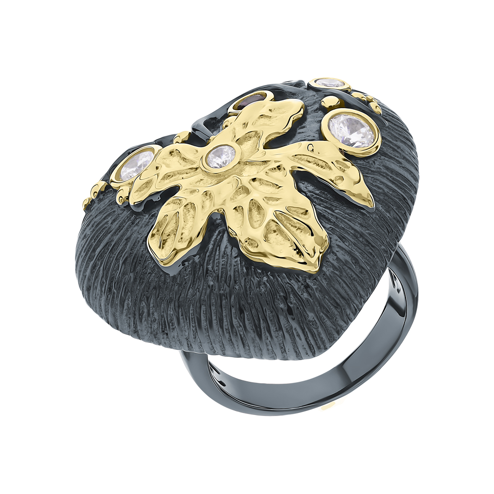 Серебряное кольцо с фианитами и корундом в Самаре