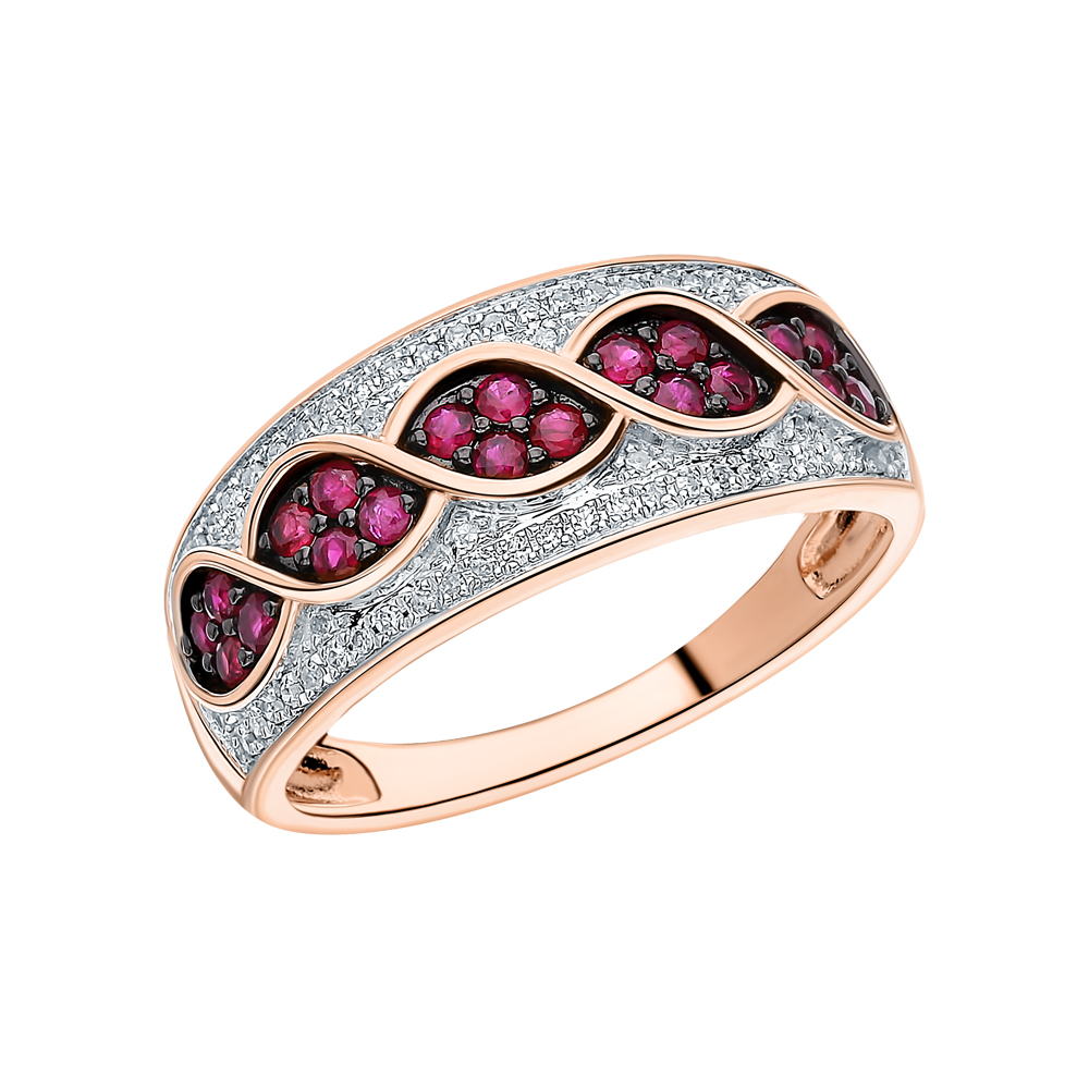 Золотое кольцо с рубинами и бриллиантами в Екатеринбурге