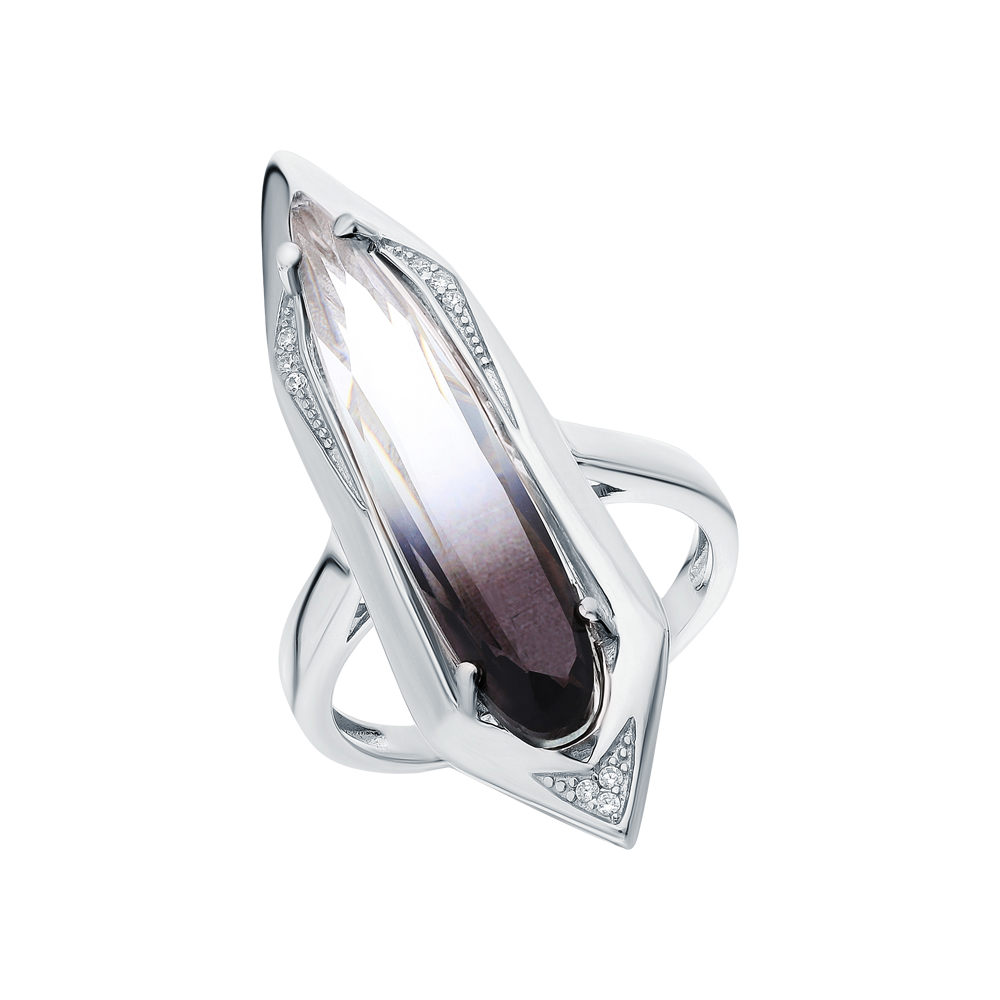 Фото «Серебряное кольцо с кубическим цирконием и ситаллами»