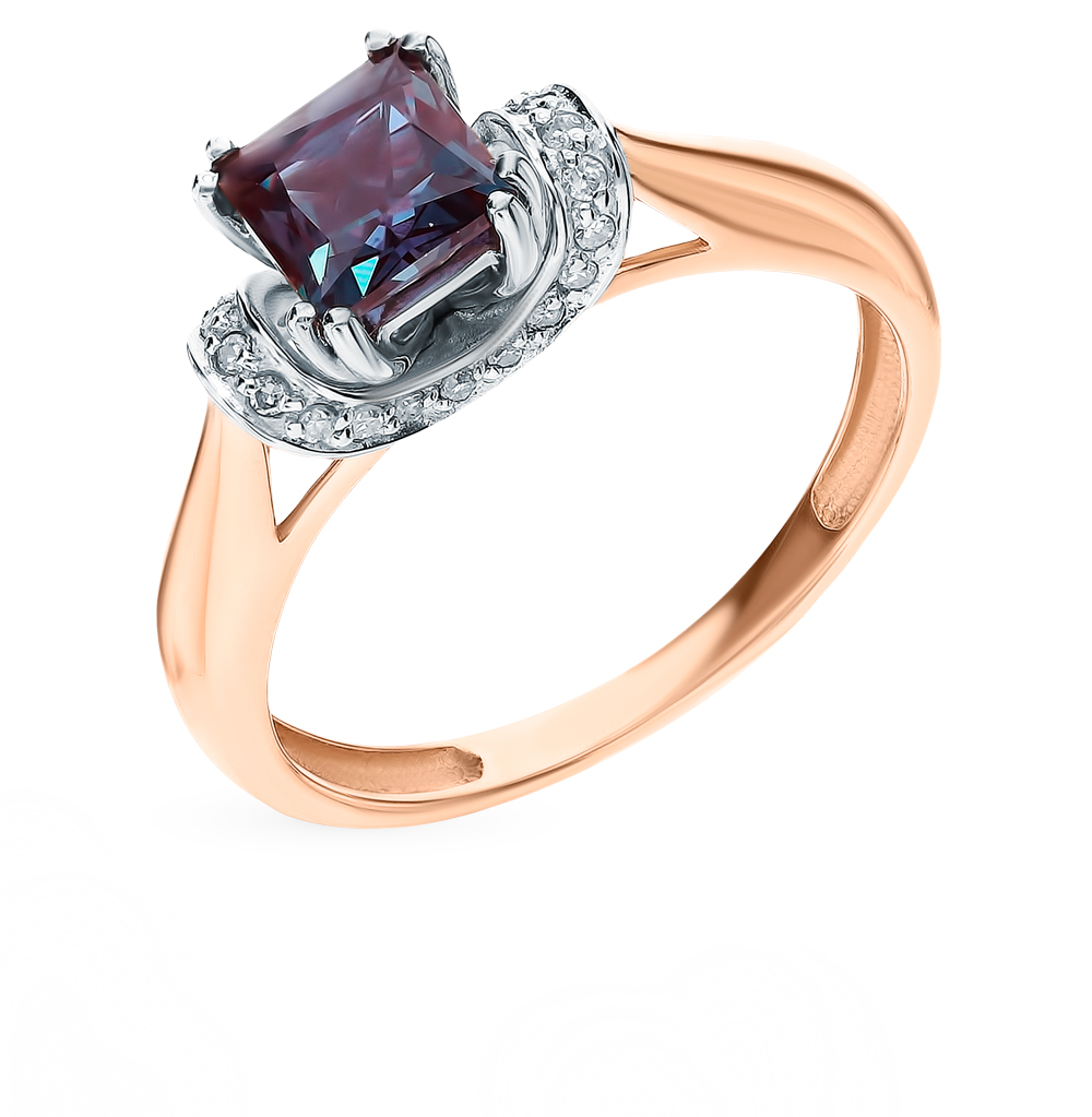 Фото «Золотое кольцо с александритом и бриллиантами»