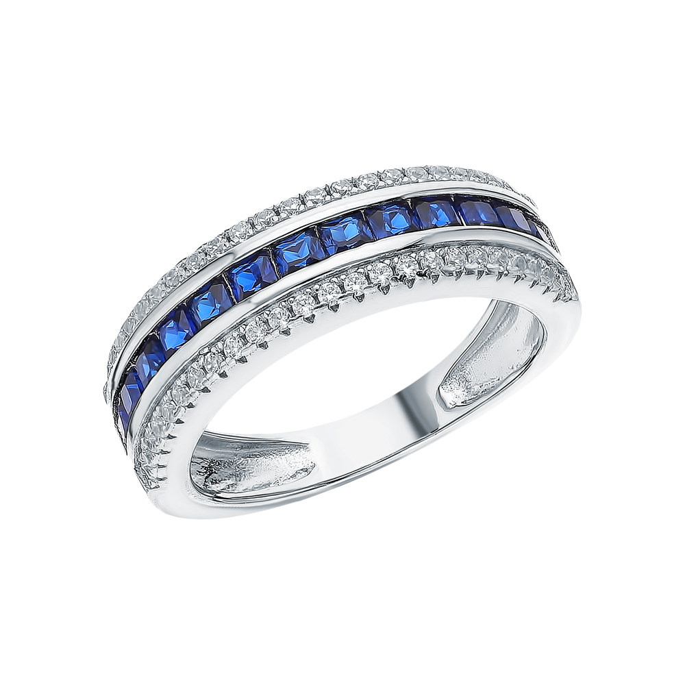 Серебряное кольцо с кубическим цирконием и со шпинелью в Самаре
