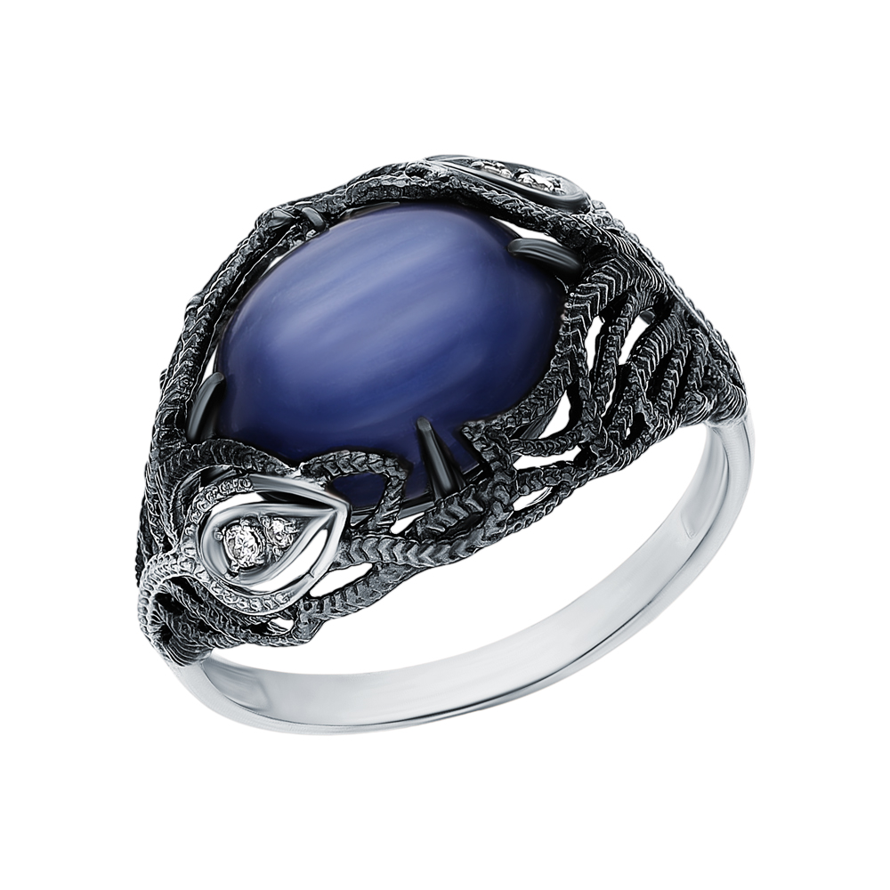 Фото «Серебряное кольцо с фианитами и кианитами»