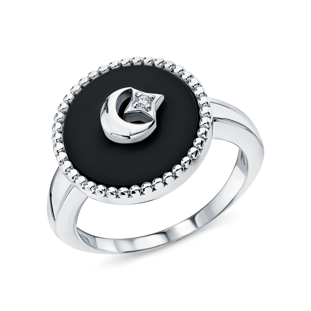 Серебряное кольцо с фианитами и керамикой в Самаре