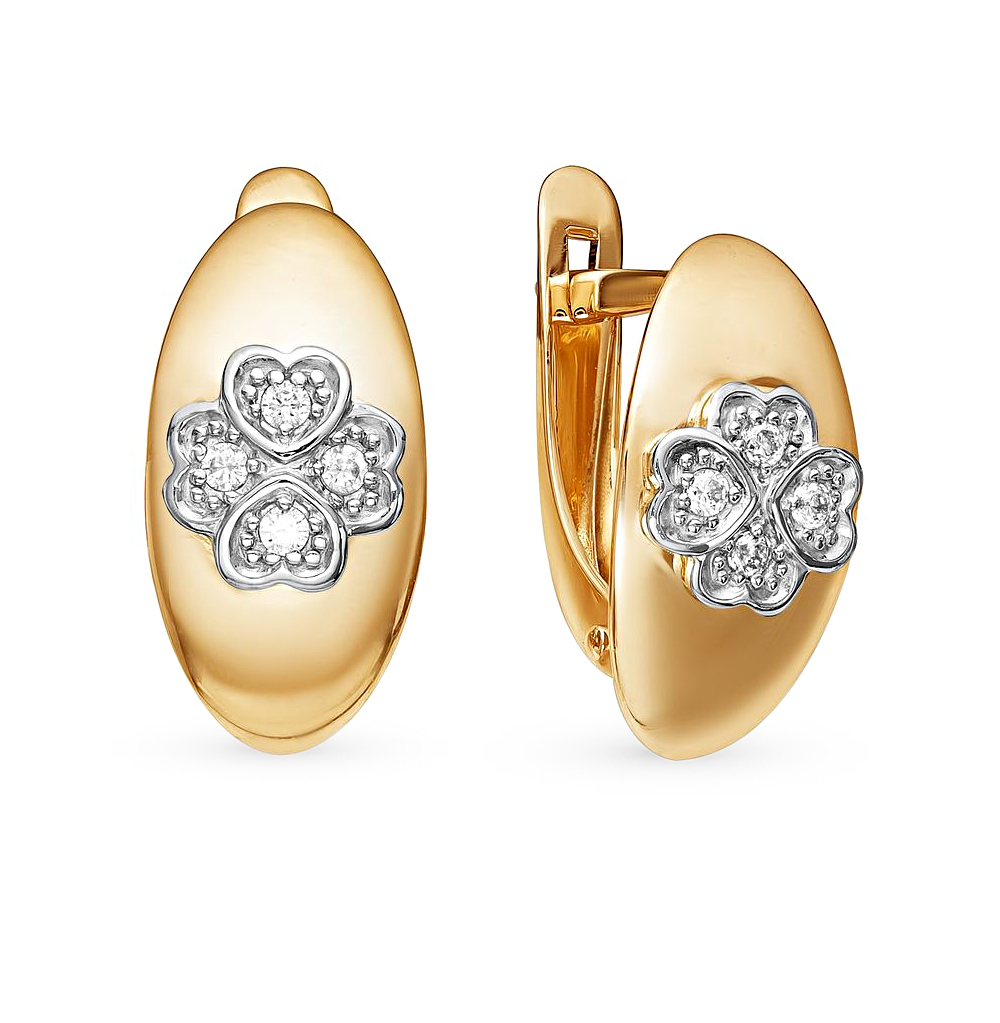 Золотые серьги с фианитами