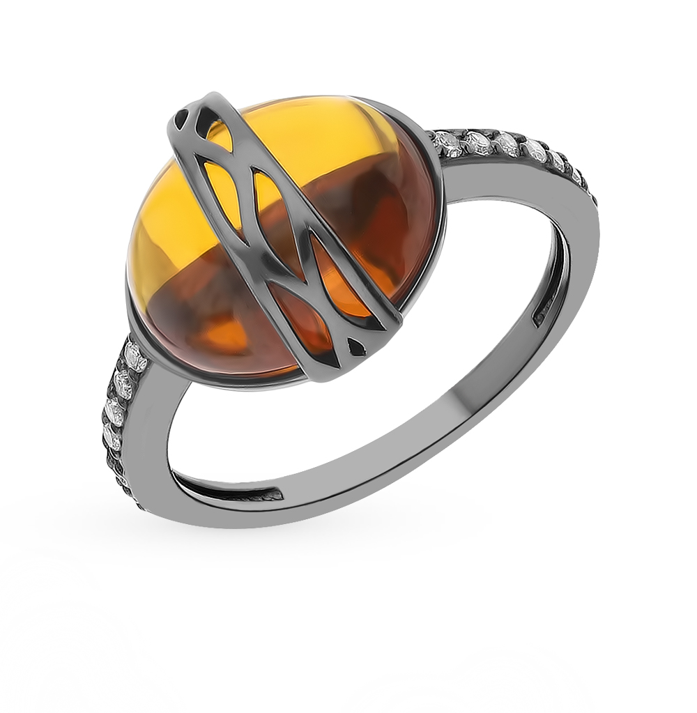 Серебряное кольцо с фианитами и ситаллами в Новосибирске